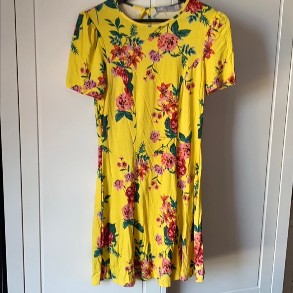 ASOS yellow flower tee shirt dress